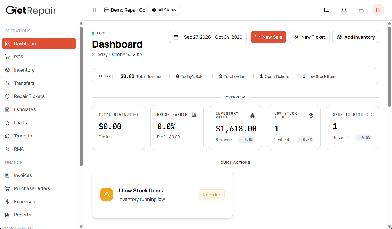 Store dashboard