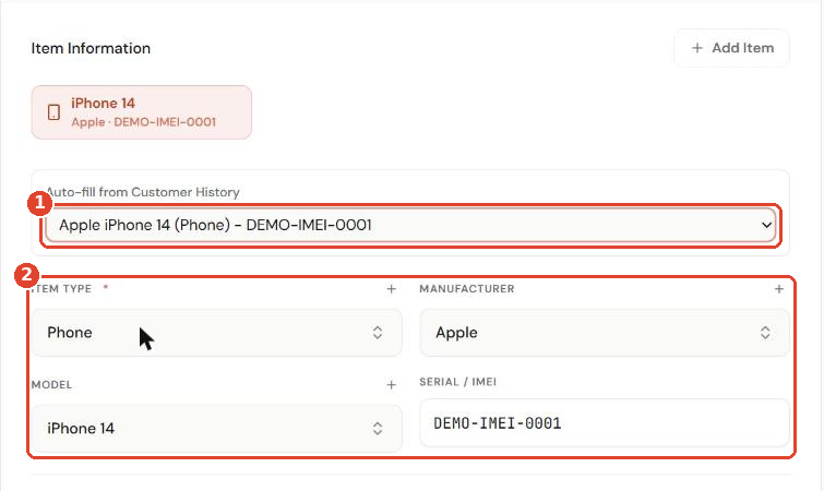 Device details on an estimate