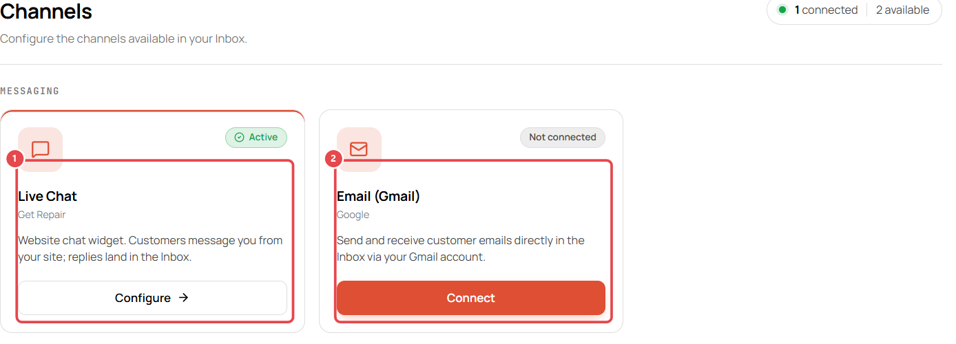 Inbox channels