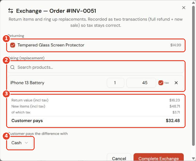 Exchange dialog