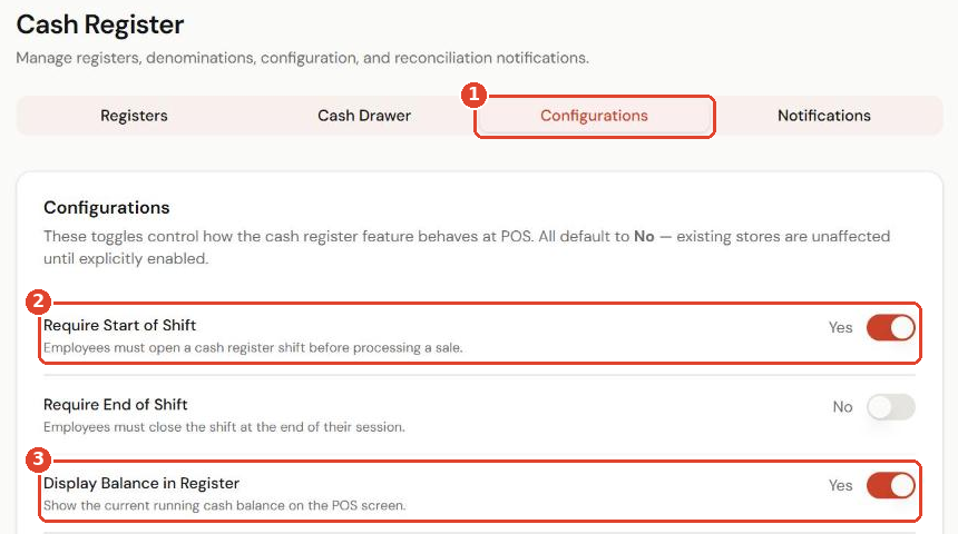 Register configurations
