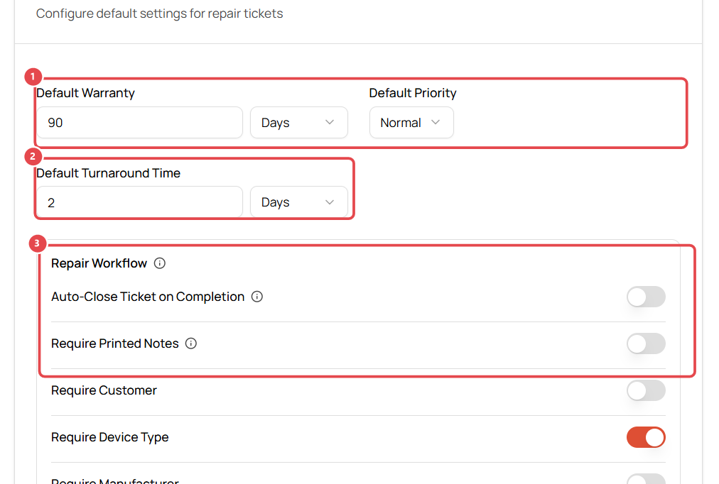 Repair Configuration: defaults and workflow