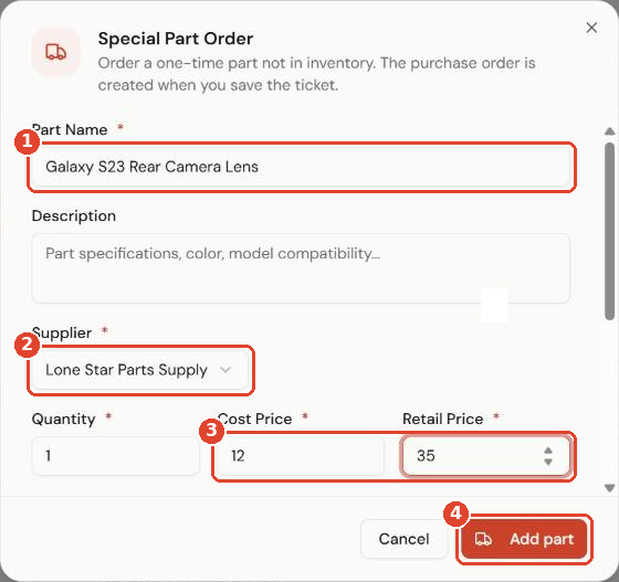 Special Part Order