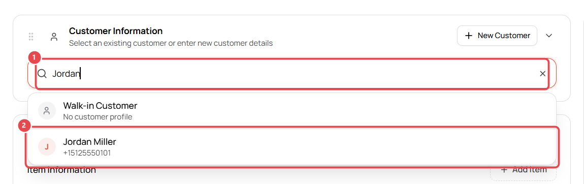 Search for the customer and select them